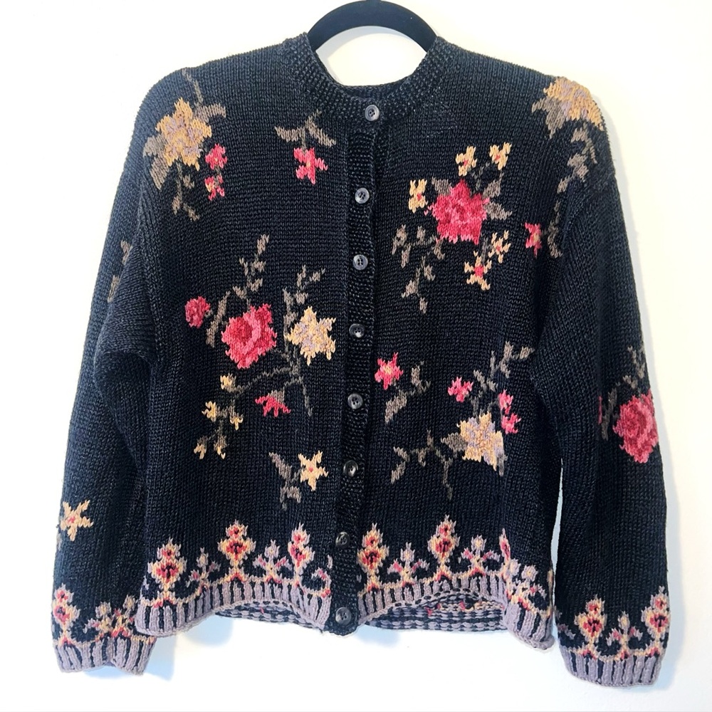 Robert Scott Ltd Hand-Knitted Floral Cardigan 0023